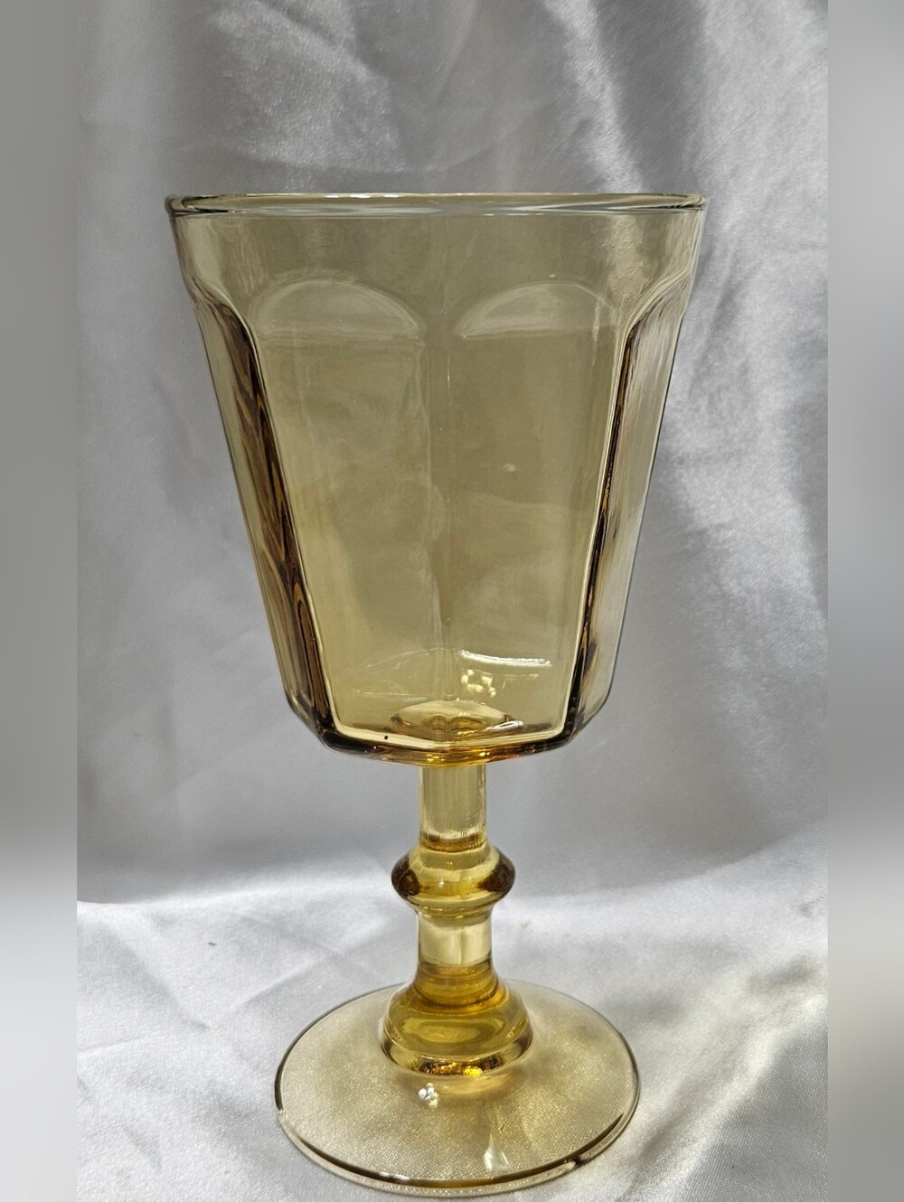 Vtg Disc. Lenox Golden Honey/Amber Yellow Goblet From Antique Yellow Collection
